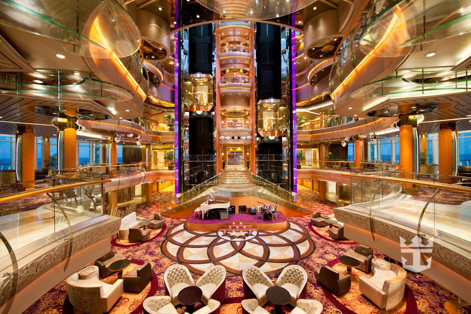 View of central lobby and elevators on Rhapsody of the Seas